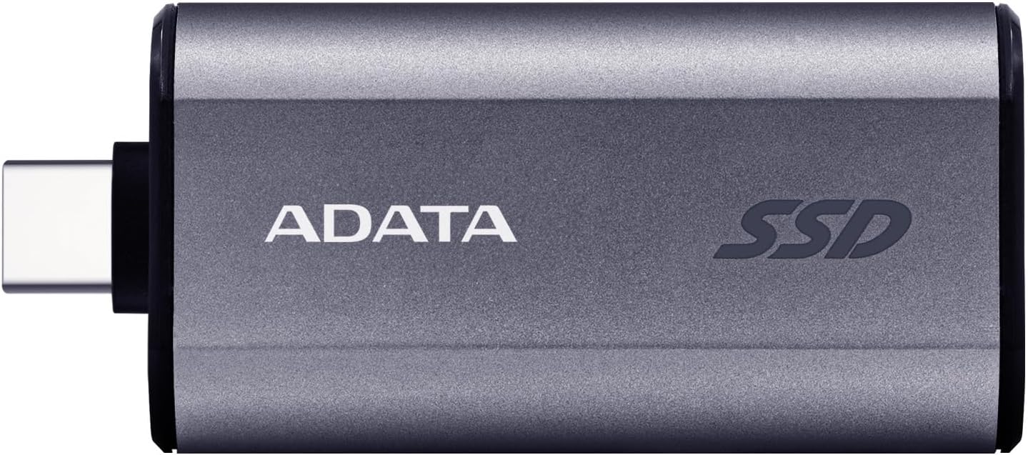 ADATA SC750 1000GB – Up to 1000 MB/s- HighSpeed USB 3.2 Gen 2 USB-C External Portable SSD Black Titanium (SC750-1000G-CCBK)