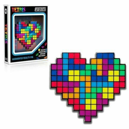 Tetris I Heart Tetris Augmented Reality Enamel Retro Pin, Animated