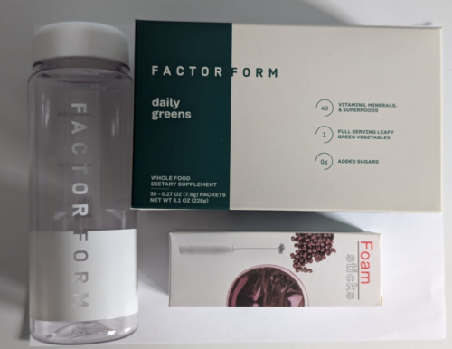 Factor Form Daily Green Starter Kit + Shaker Bottle + Mixer (30 Day Supply)