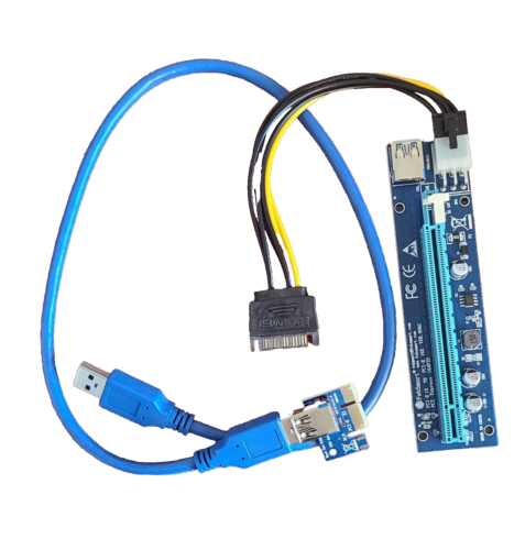 FebSmart PCI-E Riser PCIe Ver 006C 6 PIN 16x to 1x Powered Riser Adapter Card..