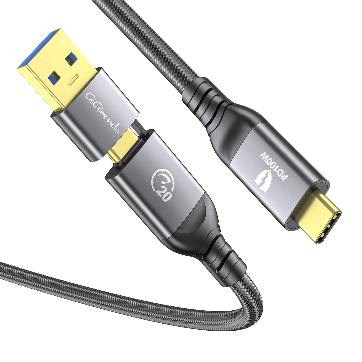 20Gbps PD100W 5A Fast Charging Cable 1.6 ft, USB 3.2 Gen 2×2 Cable Compatible with Thunderbolt 3, Support 4K 60Hz Video Output, for Laptop, MacBooks, iPad Pro, Phones, Docking etc