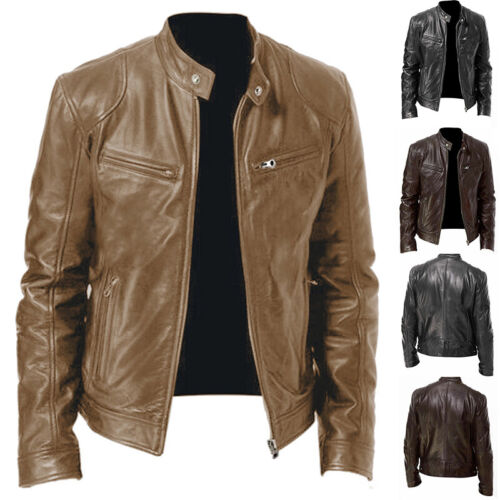 Men’s Genuine Lambskin Leather Motorcycle Slim fit Biker Jacket