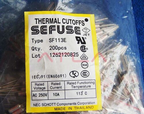 10pcs SF113E SEFUSE Cutoffs NEC Thermal Fuse 113°C Celsius Degree 10A 250V