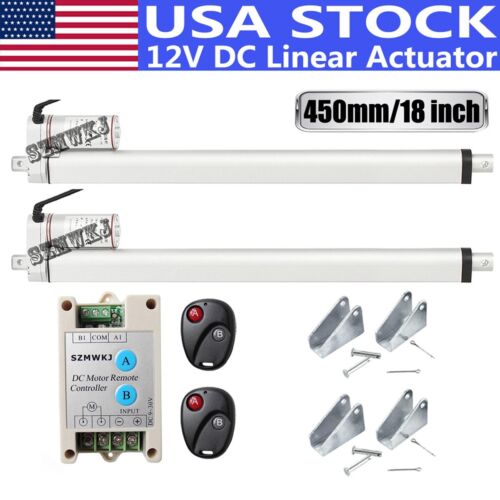 2PCS DC12V 450mm 18″ Stroke 1500N 330lbs Linear Actuators &Wireless Control Kits