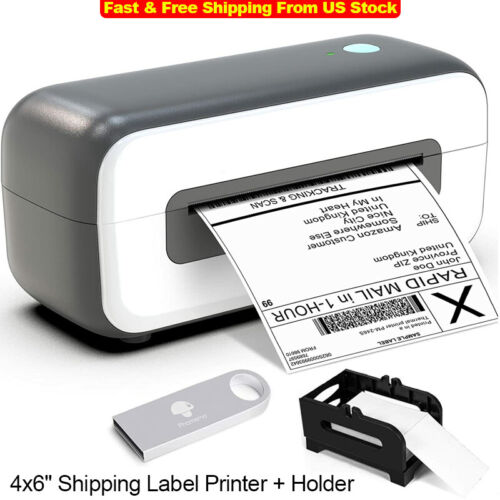 Phomemo 4×6″ Shipping Label Thermal Printer Address Barcode Paper Desktop+Holder