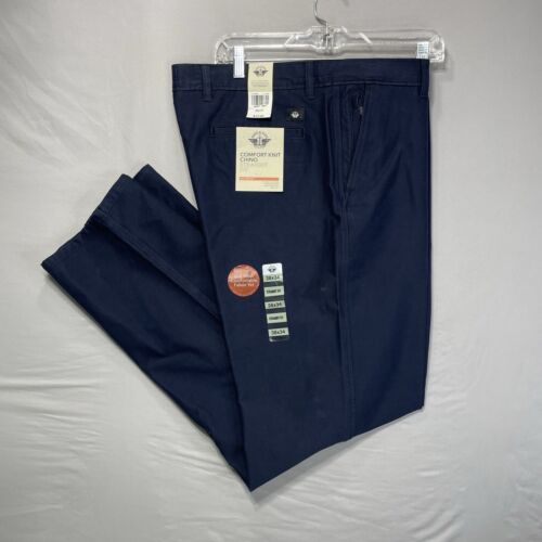 $72 NEW Dockers Mens Pants 38X34 Blue Straight Fit Smart 360 flex Workday Chino