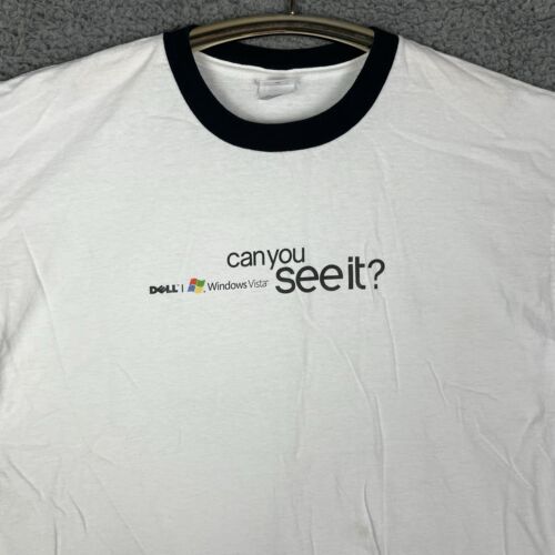 VTG Windows Vista Dell Computers Ringer T-Shirt XL Technology Geek 90s Y2K RARE