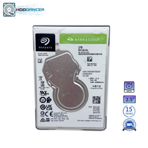 ST2000LM015 Barracuda Seagate 2TB 2.5” SATA 5400RPM 6.0Gbs 128MB Hard Drive New