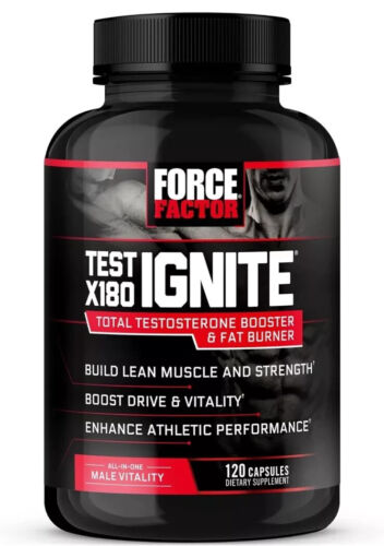 Force Factor Test X180 Ignite, 120caps, Total Testosterone Booster & Fat Burner