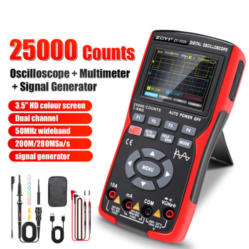 50MHz Bandwidth Dual Channel Handheld Oscilloscope PC Waveform Data Storage D3W5