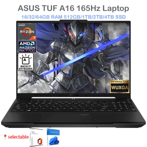 2024 ASUS TUF A16 16″Laptop,AMD Ryzen 7 7735HS 4.75GHZ 8-core,UpTo ‎64GB,4TB SSD