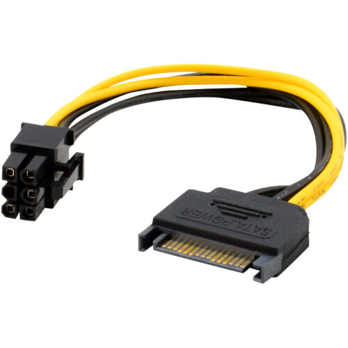 15pin SATA Power to 6pin PCIe PCI-e PCI Express Adapter Cable for Video Card