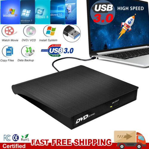 External DVD CD Disk Drive Burner Recorder Type-C+ USB For Laptop Desktop PC