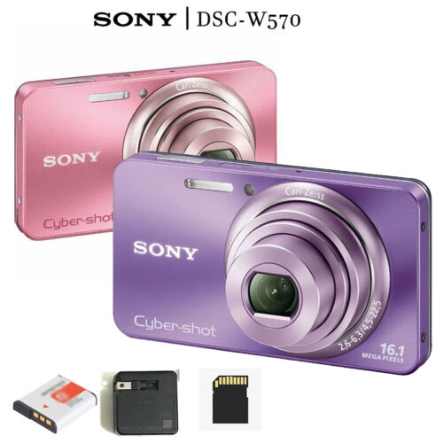 SONY Cyber Shot Digital Camera SONY DSC-W570 16.1MP Compact 5x zoom w/ Battery