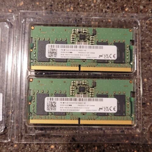 Micron 16GB DDR5 5600 PC5-44800 1Rx8 SODIMM Laptop Memory RAM MTC8C1084S1SC56BD1