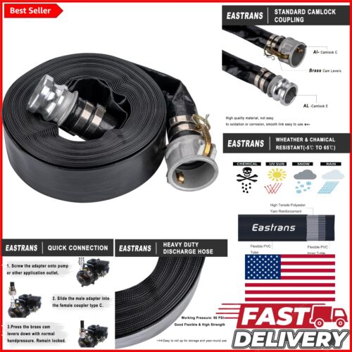 Premium 100′ PVC Backwash Hose with Aluminum Fittings for Efficient Pool Pumping