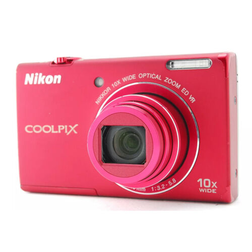 Nikon COOLPIX S6200 16.0MP Digital Camera Red 10x Zoom w/SD Card,Battery,Charger