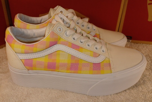 Vans Men’s 6.5/Women’s 8 Old Skool Stackform/Platform Pastel Picnic Pink/Plaid