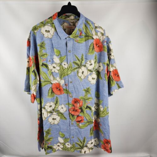 TOMMY BAHAMA Hawaiian Tropical Camp Shirt Men 3XT Silk Shirt salesforce logo NWT