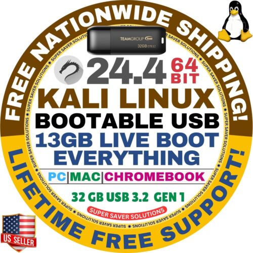 KALI LINUX OS 24.4 LIVE / FULL INSTALLER / DVD, USB / 64-BIT, AMD64 / MAC PC ALL