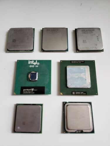 Lot of 7 AMD and Intel CPU’s, Pentium 3 and 4, Athlon, Vintage and recent.