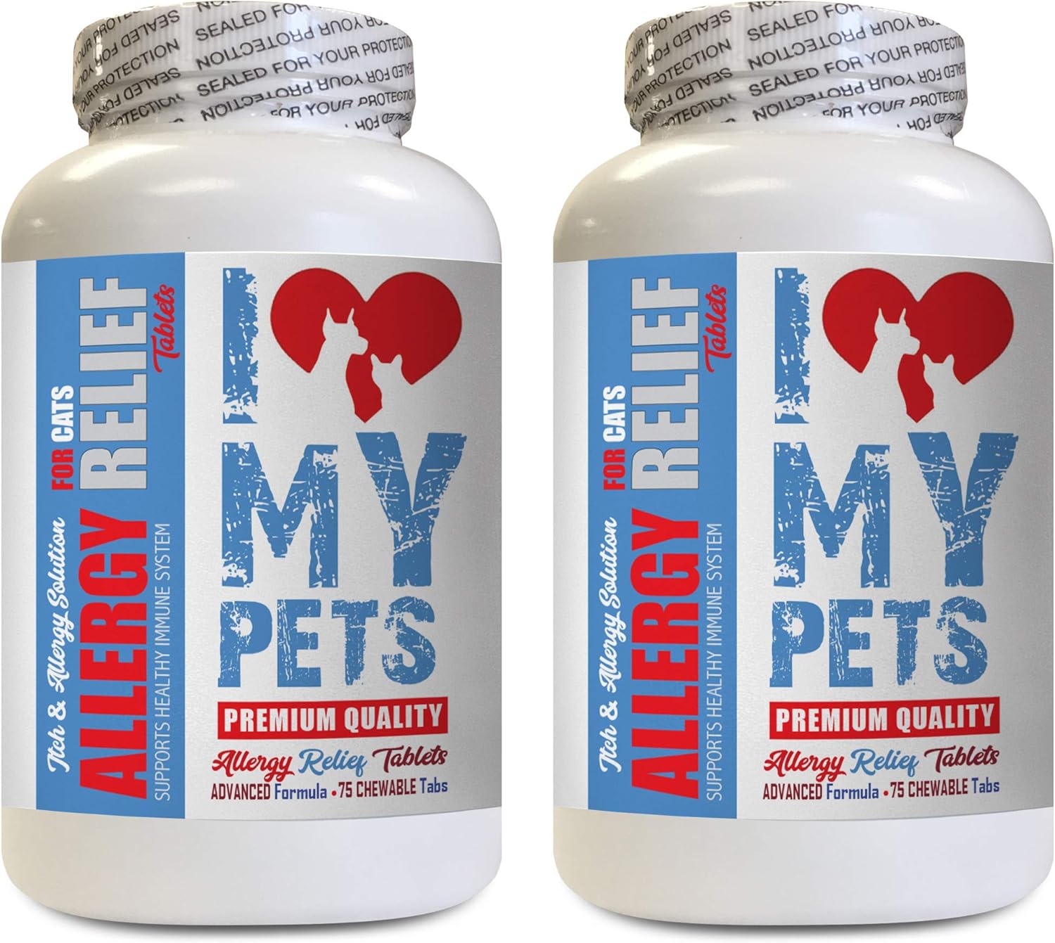 I Love My Pets cat allergen Reducer – Cats Allergy Relief – Itch Relief – Premium Supplement – Treats – quercetin for Cats – 150 Tablets (2 Bottles)