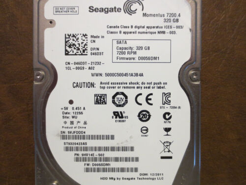 Seagate ST9320423AS 9HV14E-502 FW:D005SDM1 WU 320gb 2.5″ Sata Hard Drive