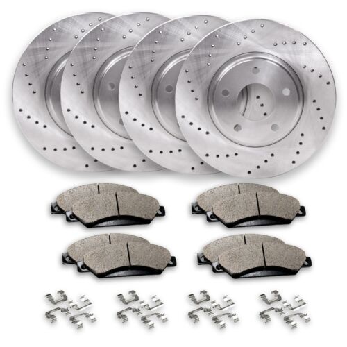 Front & Rear Drilled Brake Rotors + Pads for 2013-2019 Hyundai Santa Fe XL