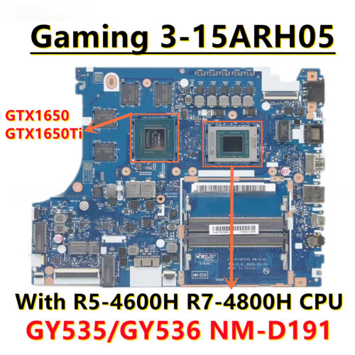 For Lenovo Ideapad Gaming 3-15ARH05 Motherboard R5-4600H CPU GTX1650 4GB GPU