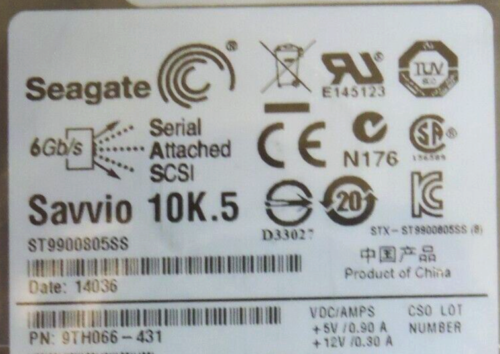 NEW Seagate ST9900805SS 900GB 10K 6Gb/s 64MB SAS 2.5″ Savvio 10K.5 HDD / No Box