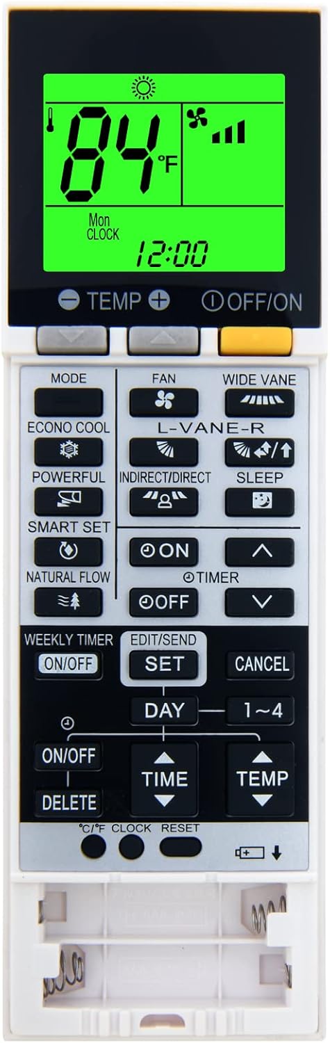 Replacement Remote Control for Mitsubishi Electric AC Air Conditioner Remote Control SG176 T2WEF0426 MLZ-KP09NA-U1 MLZ-KP12NA-U1 MLZ-KP18NA-U1 MLZ-KP09NA MLZ-KP12NA MLZ-KP18NA