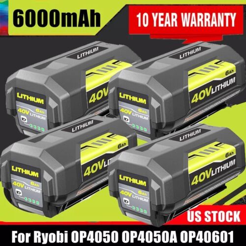 4-Pack For RYOBI 40V 6.0Ah Lithium Compact Battery High Capacity OP4050 OP40602