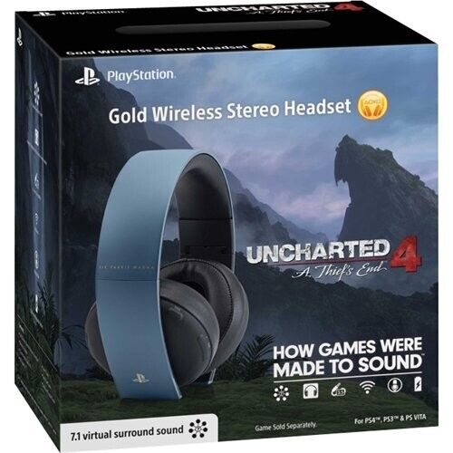 Sony – Uncharted 4 Limited Edition Gold Wireless 7.1 Headset – Gray Blue