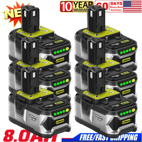 1~6X 18V 8.0AH For Ryobi One Plus P108 18 Volt Lithium High Capacity Battery