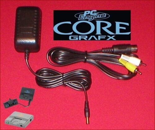 9V AC Adapter Power Supply & AV Cable for NEC PC Engine Core Grafx I & II NEW