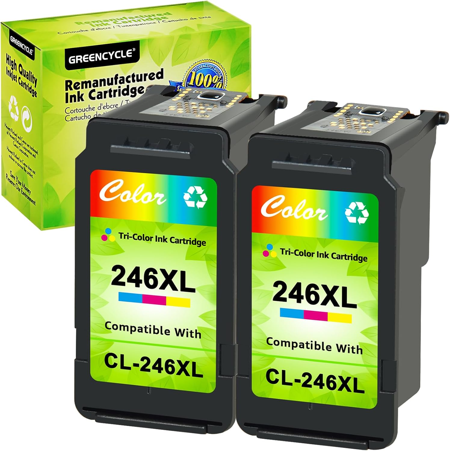 CL246XL Ink Cartridge Replacement for Canon CL-246XL 246XL 246 XL Pixma MX490 MX492 MG2522 MG3022 MG2520 MG2525 MG2550 TS3100 MG3029 TS3122 TS3300 TS3322 TR4522 IP2820 TS202 Printer, 2 Pack Tri-Color