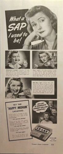 Ex-Lax Chocolated Laxative Happy Medium I Used To Be A Sap Vintage Print Ad 1942