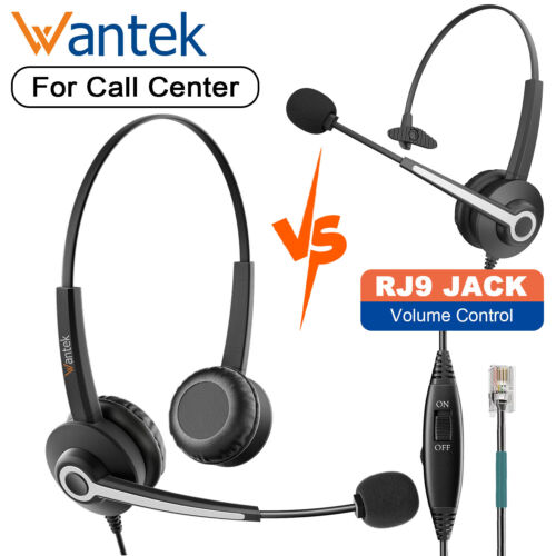 Wantek RJ9 Phone Headset with Microphone for Plantronics NEC Aastra IP Telephone