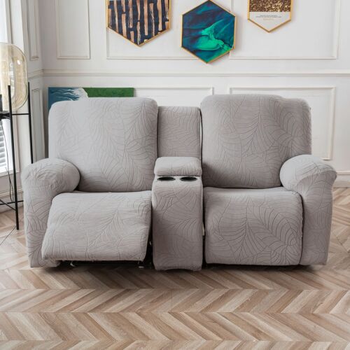 Recliner Loveseat Cover with Middle Console Sofa slipcover, Stretch Reclining