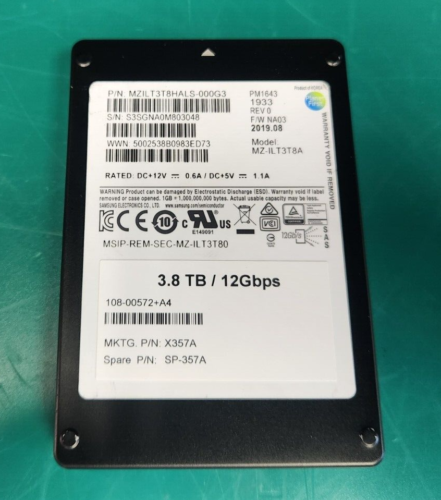 Samsung 3.8TB SAS 12GB/s 2.5″ SSD MZILT3T8HALS-000G3