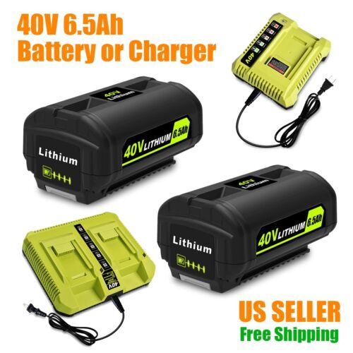 6.5AH For Ryobi 40V High Capacity Battery 6Ah OP4026 OP4040 OP4050 4060 +Charger