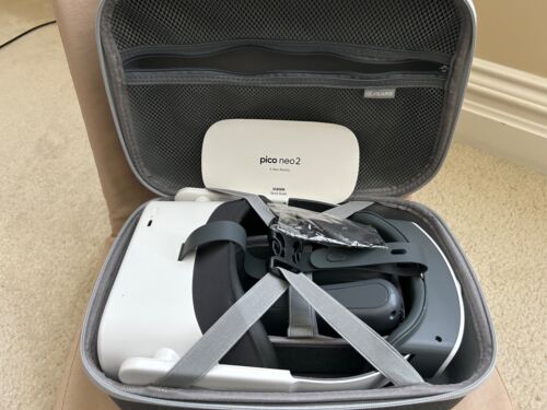 Pico Neo 2 4K VR Headset A7B10 White/Used 2 controllers/Case/ Powers On “AS IS”