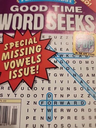 Good Time Word Seeks Special Missing Vowels Issue