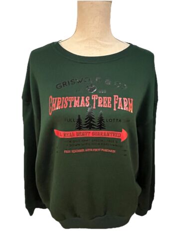 SHEIN Christmas Vacation Womens Sweatshirt Griswold Tree Farm Lotta Sap Green XL