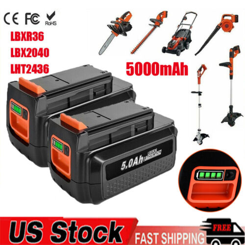 5.0Ah For Black and Decker 40Volt Max Lithium Battery LBX2040 LBXR36 LST136 5 Ah