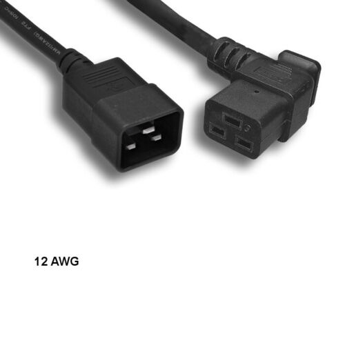 Kentek 3′ ft 12 AWG Power Cord Right Angled C19 to C20 20A/250V SJT Data Center