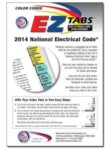 2020 Color Coded EZ Tabs with EZ Formula Guide Based based on NEC Code 2020