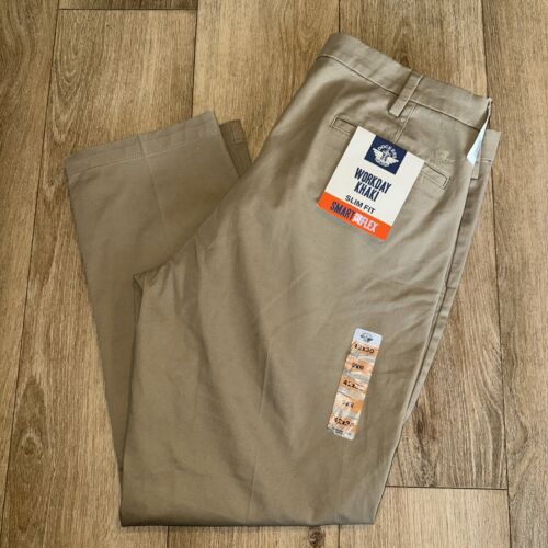 NEW Dockers Workday Khaki Slim Fit Pants Flex Comfort Stretch Waistband Beige 42