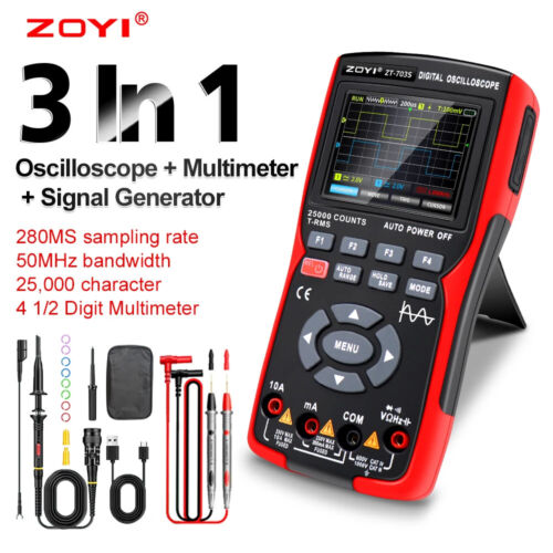 3In1 Digital Multimeter 50MHz Bandwidth 280MS Rate PC Waveform Data Storage