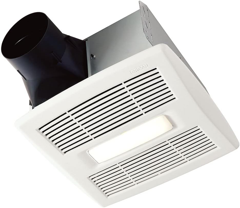 Broan-Nutone AE80BL InVent Series Single-Speed Fan with LED Light, Ceiling Room-Side Installation Bathroom Exhaust Fan, ENERGY STAR Certified, 0.7 Sones, , White , 80 CFM 0.7 Sones